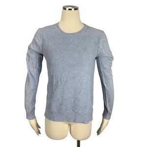 Ann Taylor LOFT Medium Sweater Cashmere Waffle Front Blue Sky